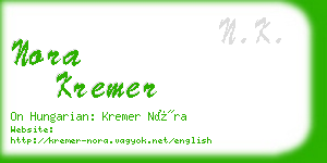 nora kremer business card